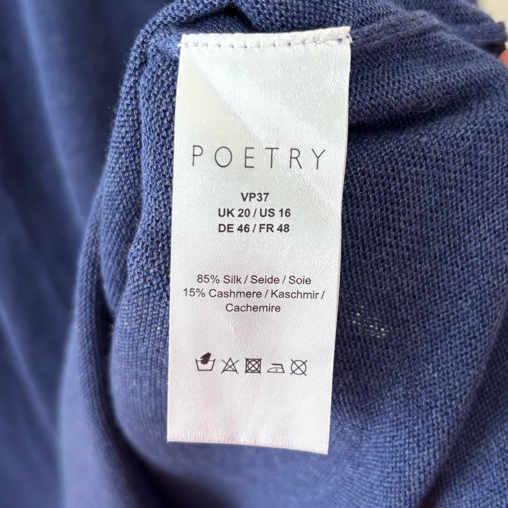 Poetry Tunic Dress Silk Cashmere Blend Cuff Sleeve Women’s Sz 16 Royal Blue VP37 - Picture 4 of 7